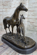 PJ Mene Horse & Foal Bronze Sculpture 14" x 17"