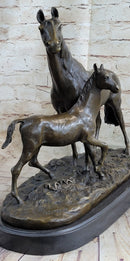 PJ Mene Horse & Foal Bronze Sculpture 14" x 17"