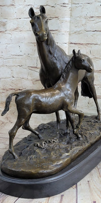 PJ Mene Horse & Foal Bronze Sculpture 14" x 17"