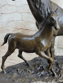 PJ Mene Horse & Foal Bronze Sculpture 14" x 17"