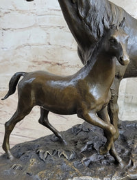 PJ Mene Horse & Foal Bronze Sculpture 14" x 17"