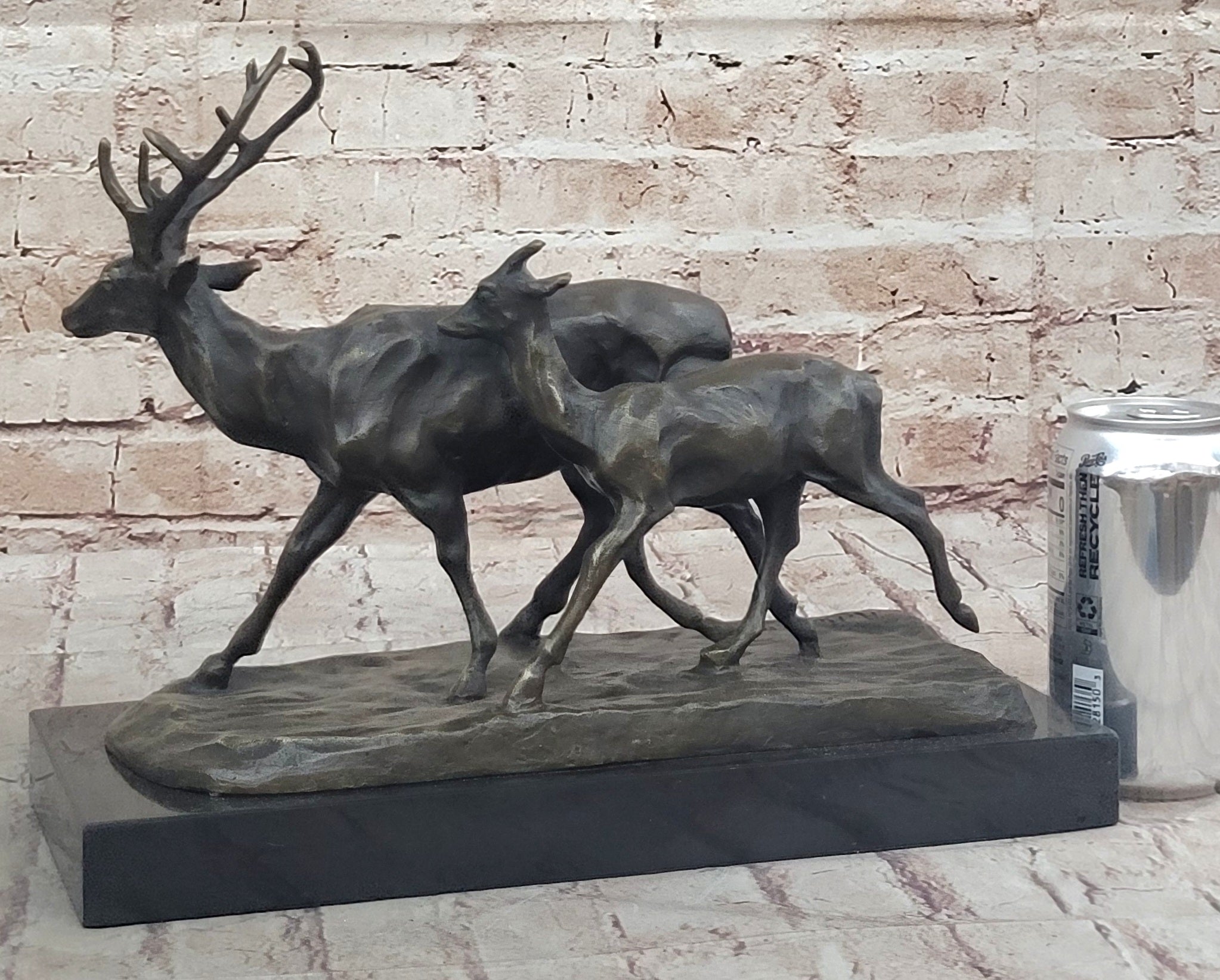 Deer Buck Elk Doe Fawn Caribou Reindeer Bronze 11" x 13"