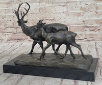 Deer Buck Elk Doe Fawn Caribou Reindeer Bronze 11" x 13"