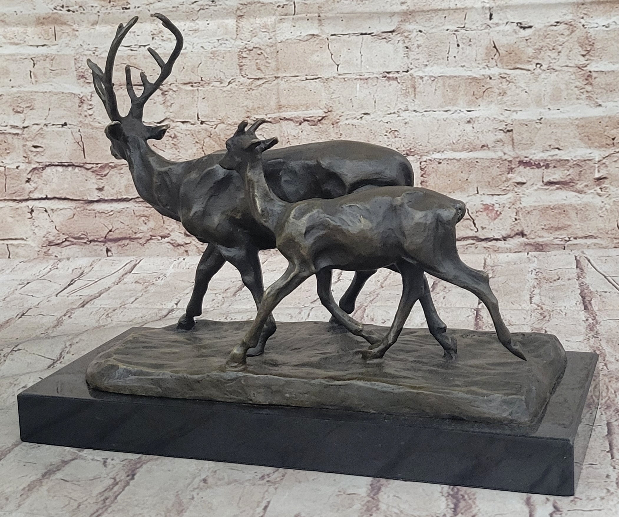 Deer Buck Elk Doe Fawn Caribou Reindeer Bronze 11" x 13"