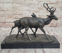 Deer Buck Elk Doe Fawn Caribou Reindeer Bronze 11" x 13"