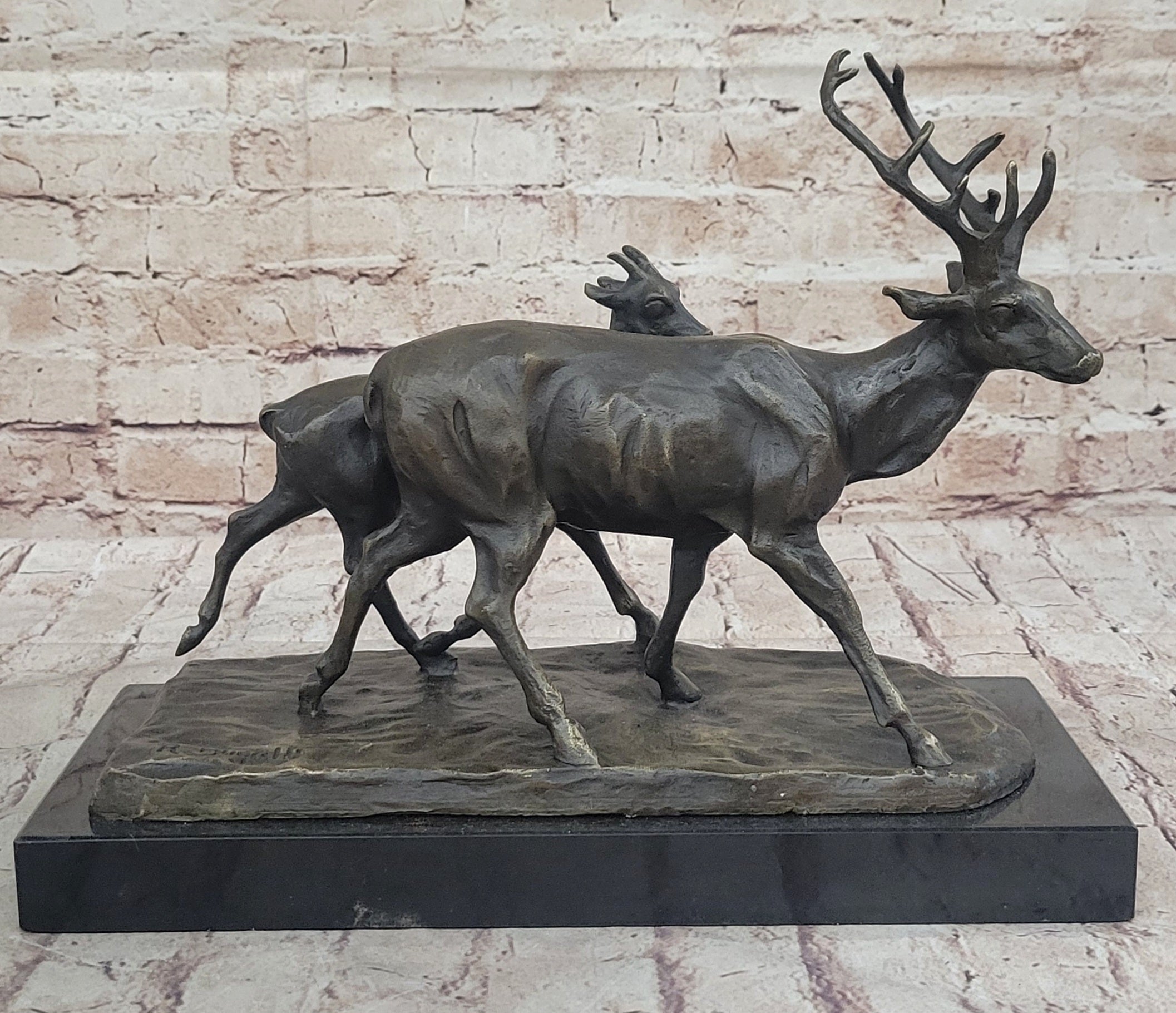 Deer Buck Elk Doe Fawn Caribou Reindeer Bronze 11" x 13"