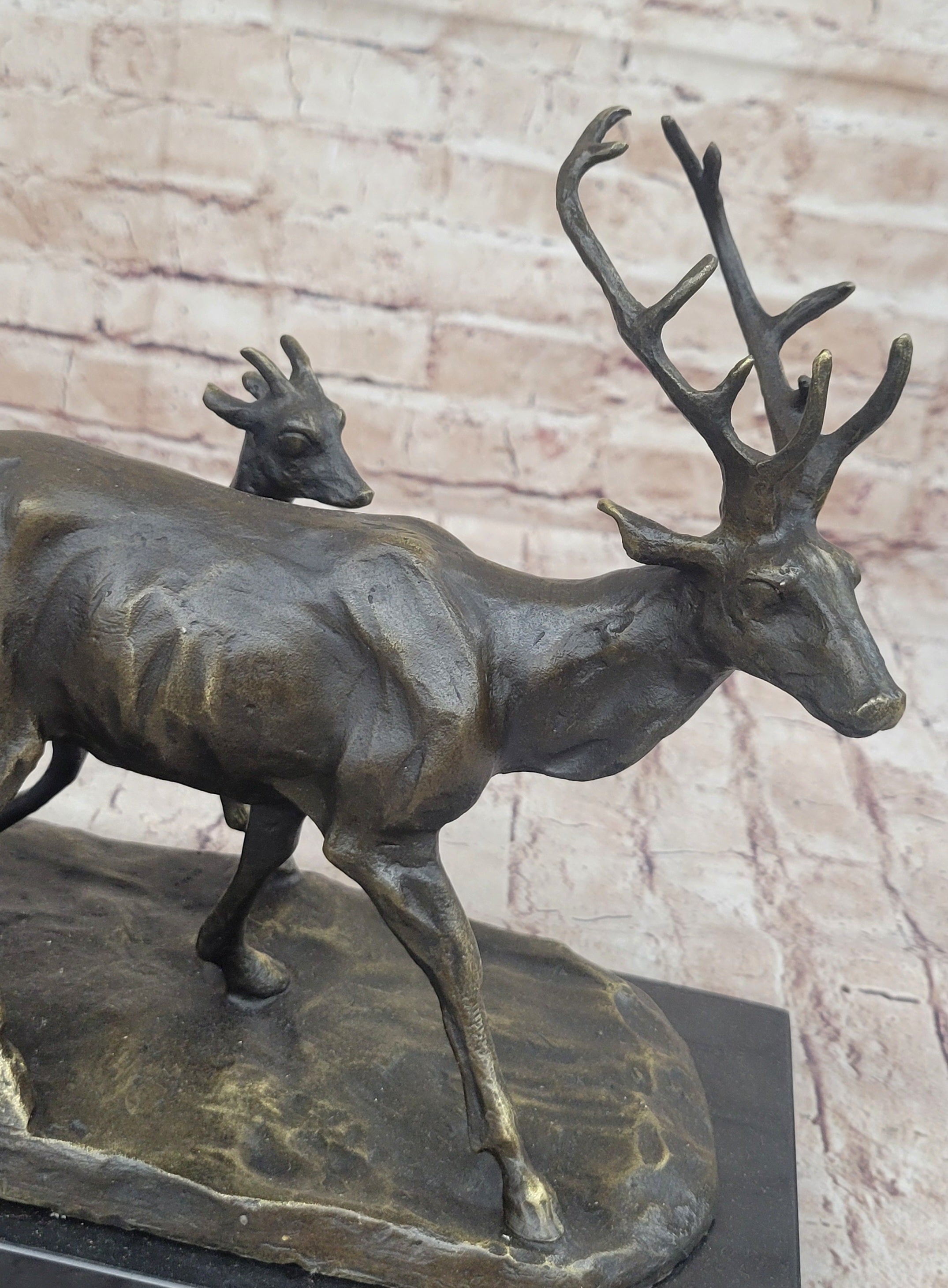 Deer Buck Elk Doe Fawn Caribou Reindeer Bronze 11" x 13"