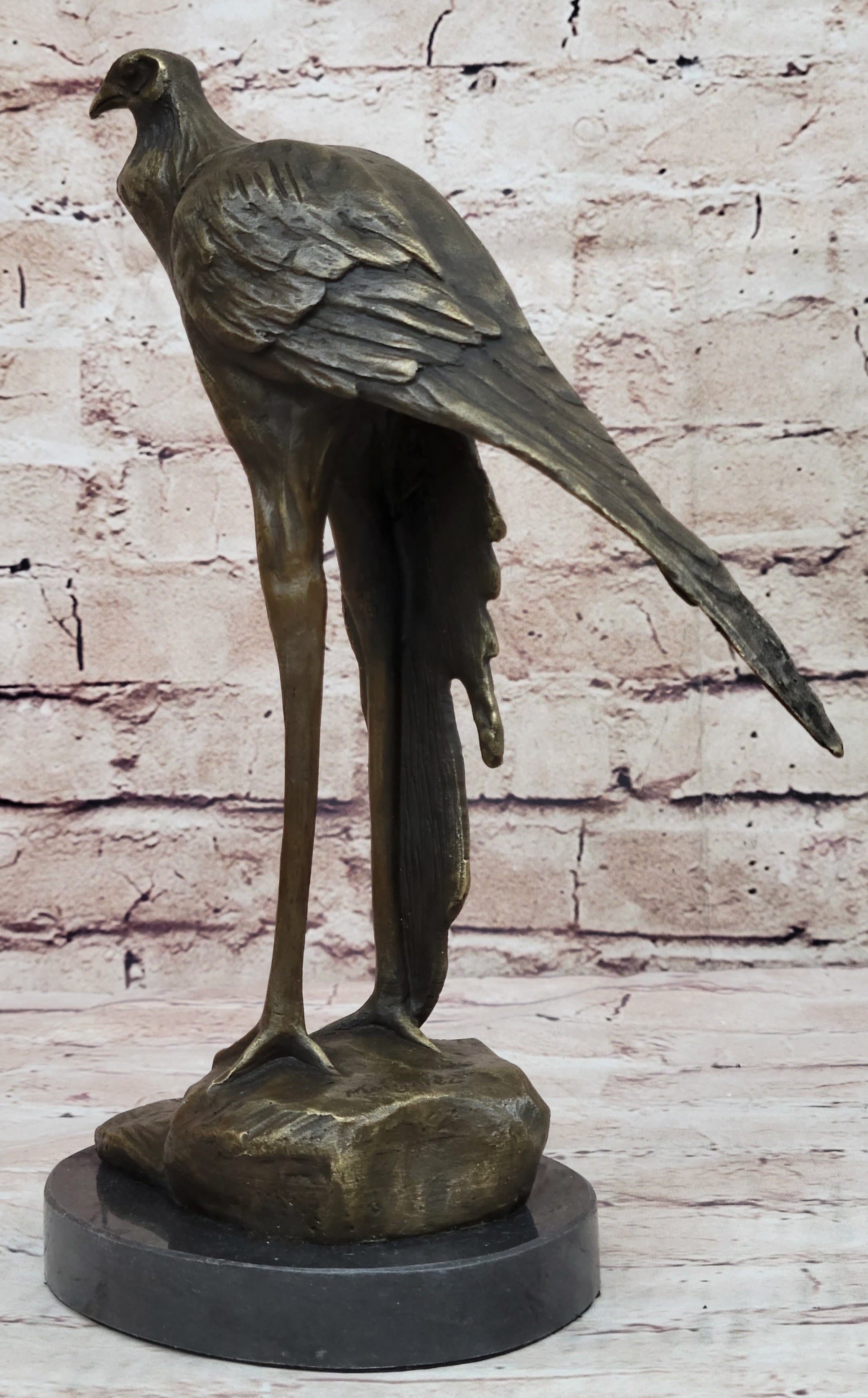 Bird of Prey Vulture Bronze Sculpture on Marble Base 10" x 9"