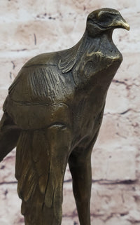 Bird of Prey Vulture Bronze Sculpture on Marble Base 10" x 9"