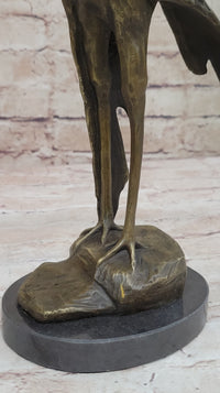 Bird of Prey Vulture Bronze Sculpture on Marble Base 10" x 9"