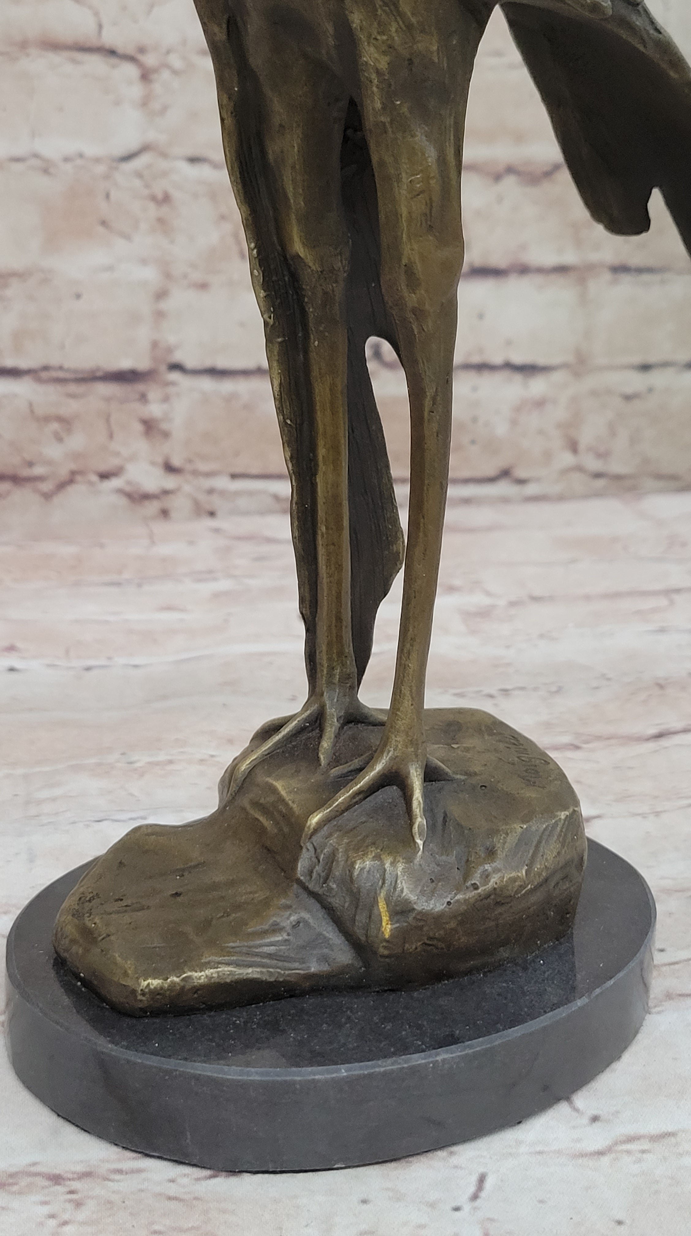 Bird of Prey Vulture Bronze Sculpture on Marble Base 10" x 9"