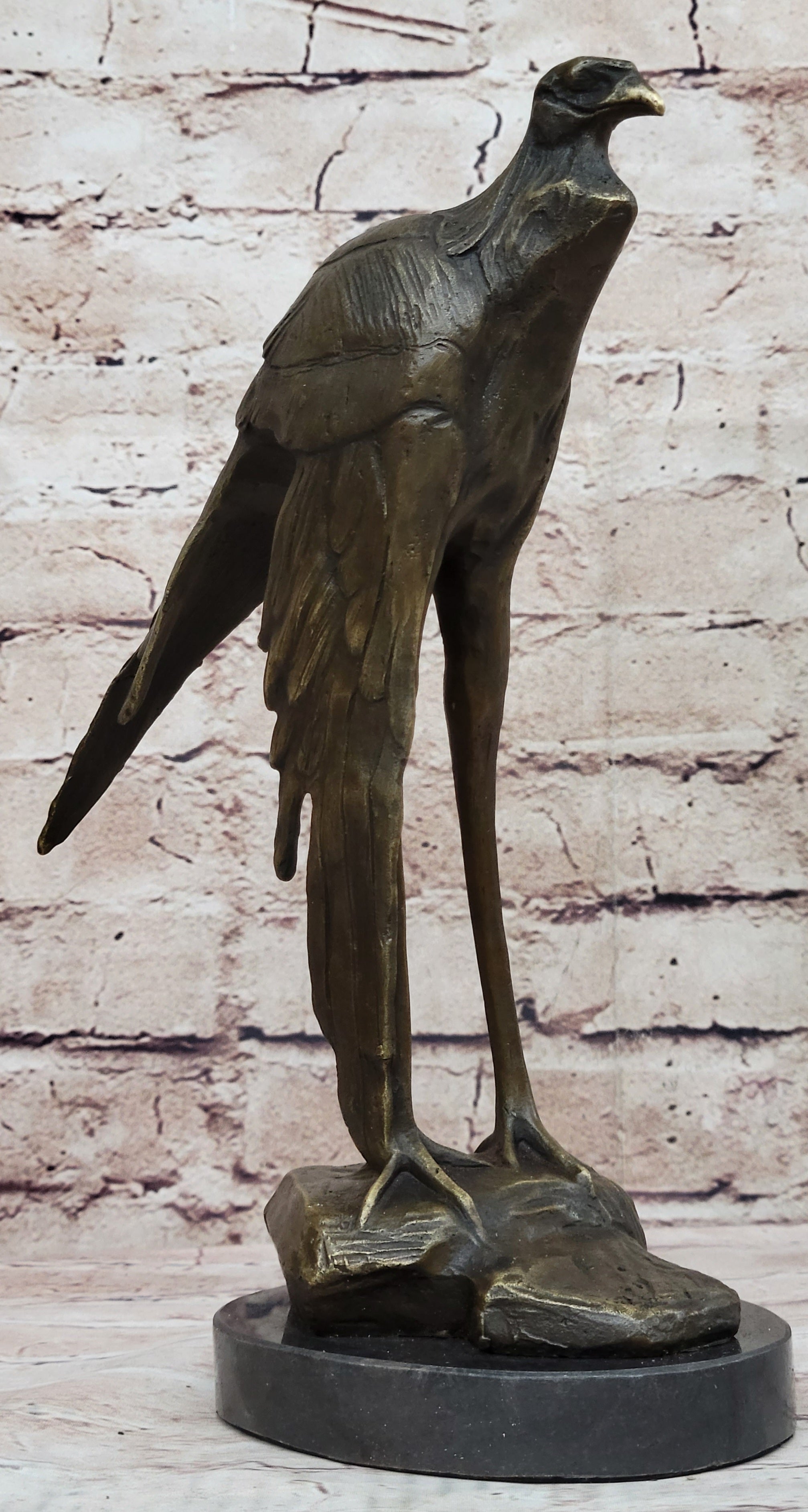 Bird of Prey Vulture Bronze Sculpture on Marble Base 10" x 9"