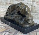 Sabre Tooth Tiger Bronze Sculpture on Marble Base
