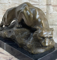 Sabre Tooth Tiger Bronze Sculpture on Marble Base