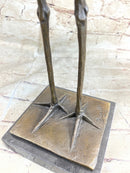 Hot Cast Bronze Stork Egret Bird Sculpture on Marble Base