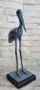 Hot Cast Bronze Stork Sculpture on Marble Base