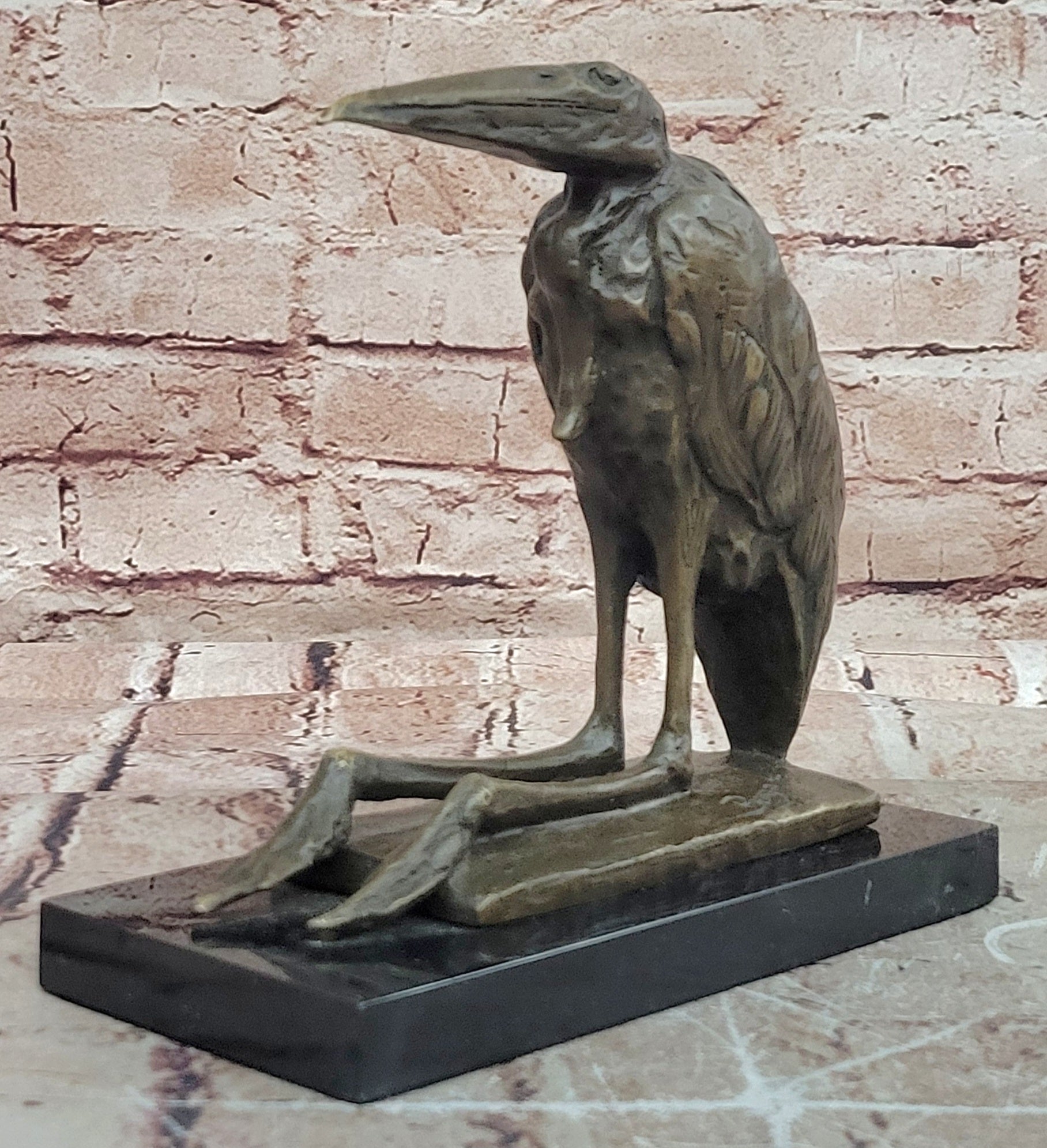 Rembrandt Bugatti Sculpture Marabou Stork Signed Animal Artwork Figurine
