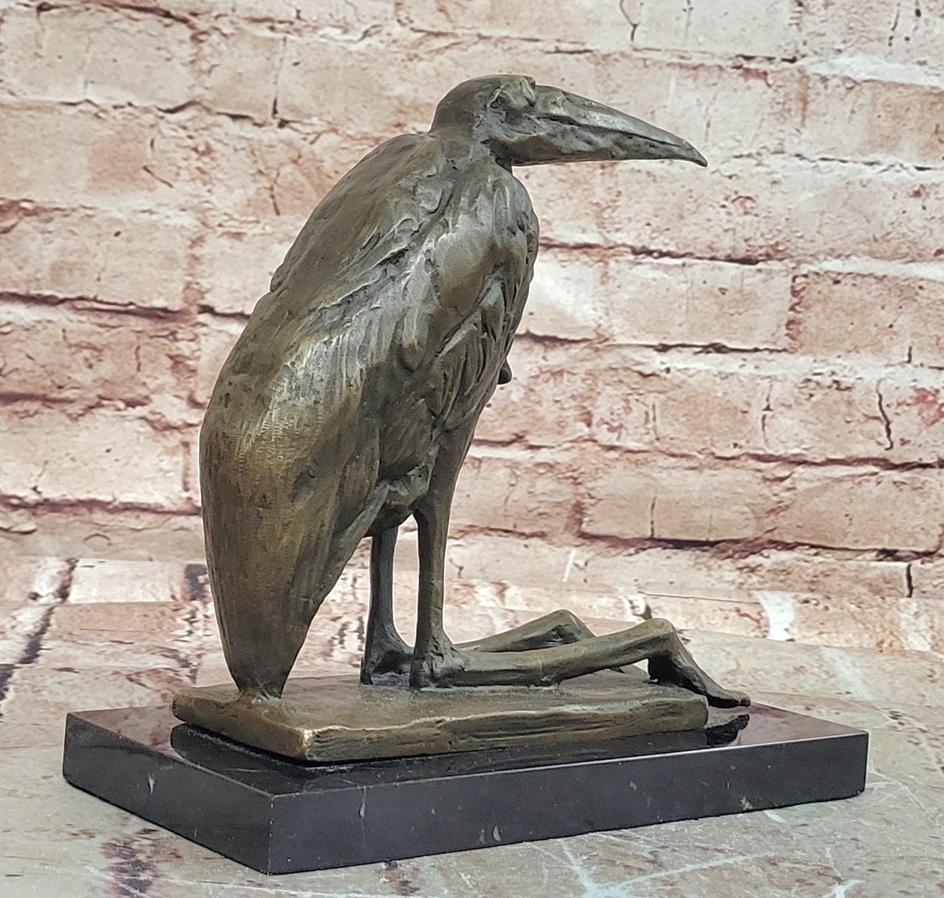 Rembrandt Bugatti Sculpture Marabou Stork Signed Animal Artwork Figurine