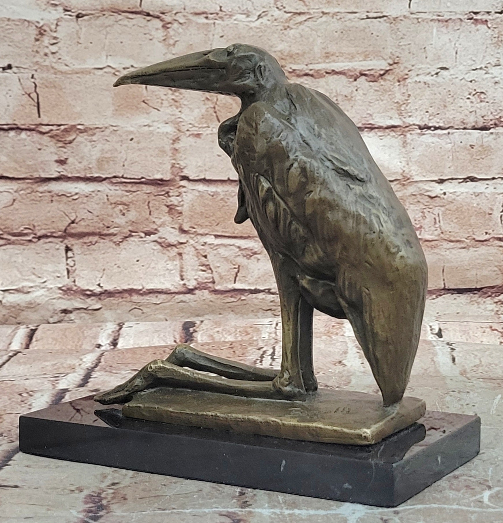 Rembrandt Bugatti Sculpture Marabou Stork Signed Animal Artwork Figurine