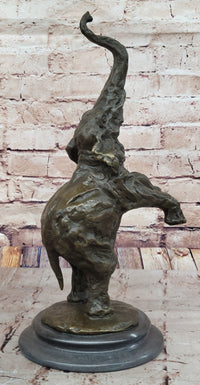 Majestic Rearing Elephant Bronze – Wildlife Sculpture on Marble