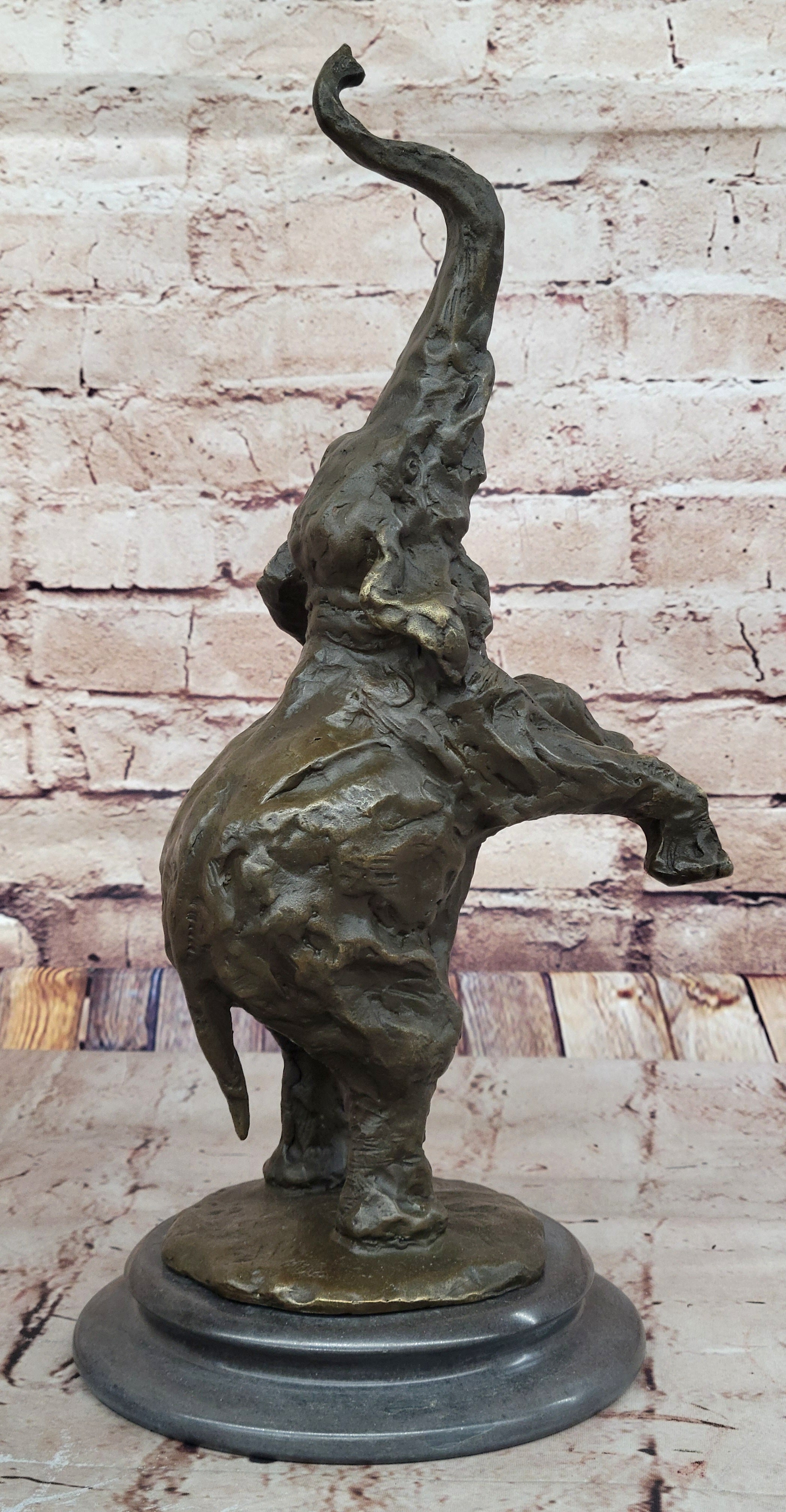 Majestic Rearing Elephant Bronze – Wildlife Sculpture on Marble