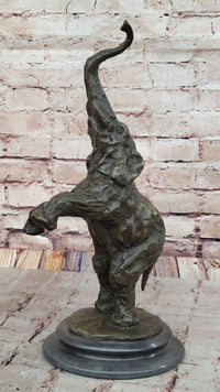 Majestic Rearing Elephant Bronze – Wildlife Sculpture on Marble
