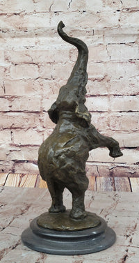 Majestic Rearing Elephant Bronze – Wildlife Sculpture on Marble
