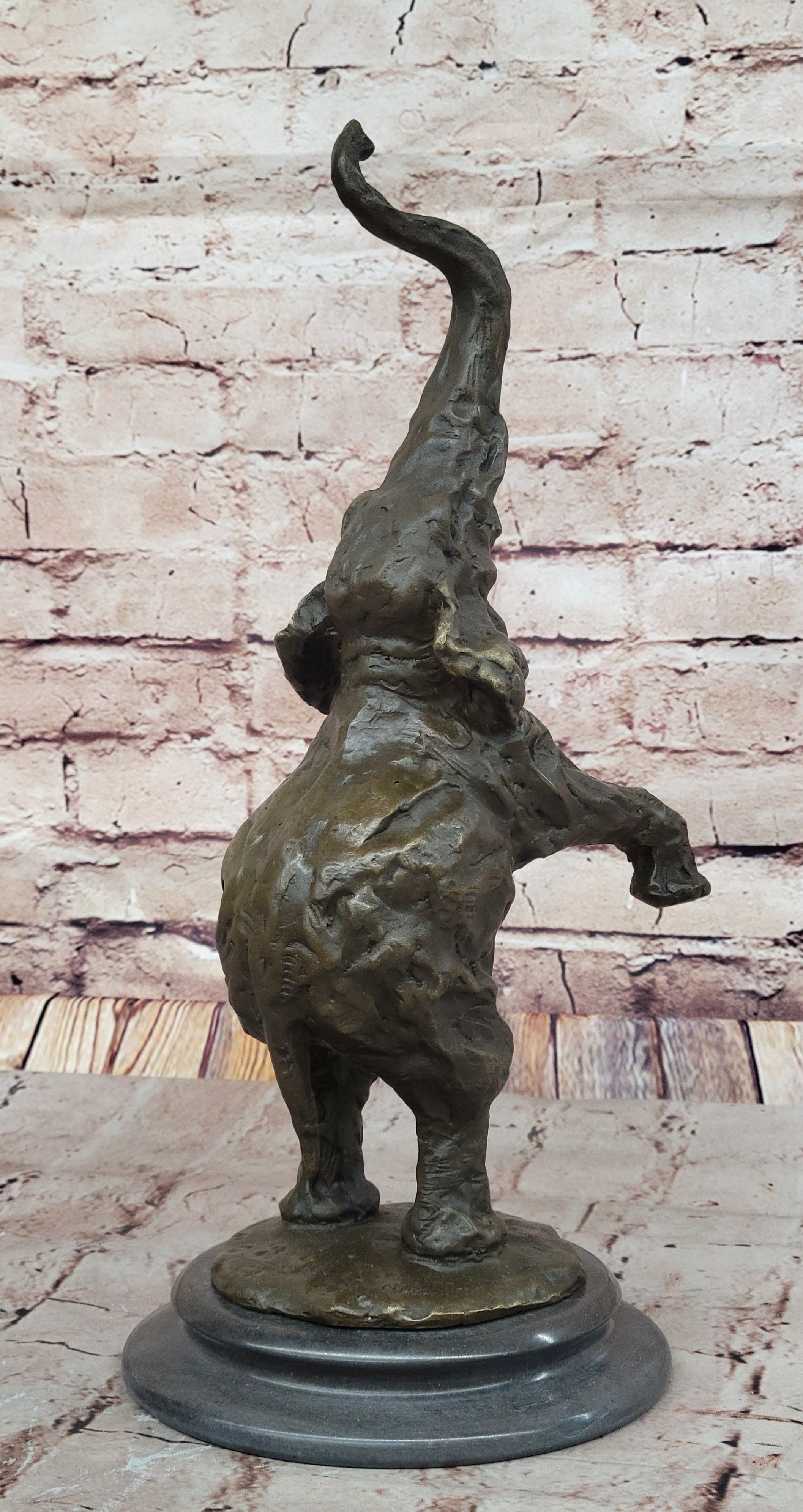 Majestic Rearing Elephant Bronze – Wildlife Sculpture on Marble