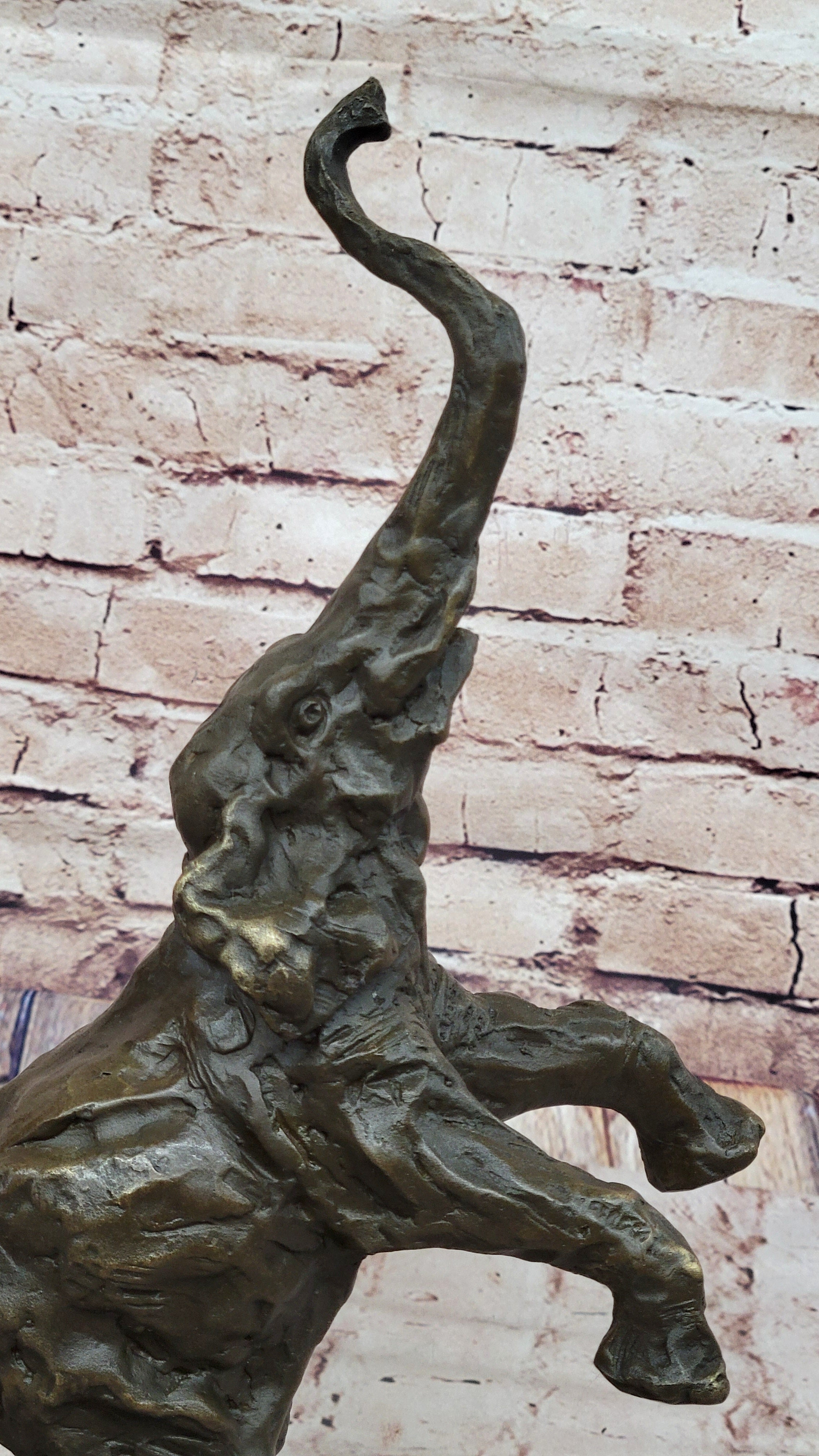 Majestic Rearing Elephant Bronze – Wildlife Sculpture on Marble