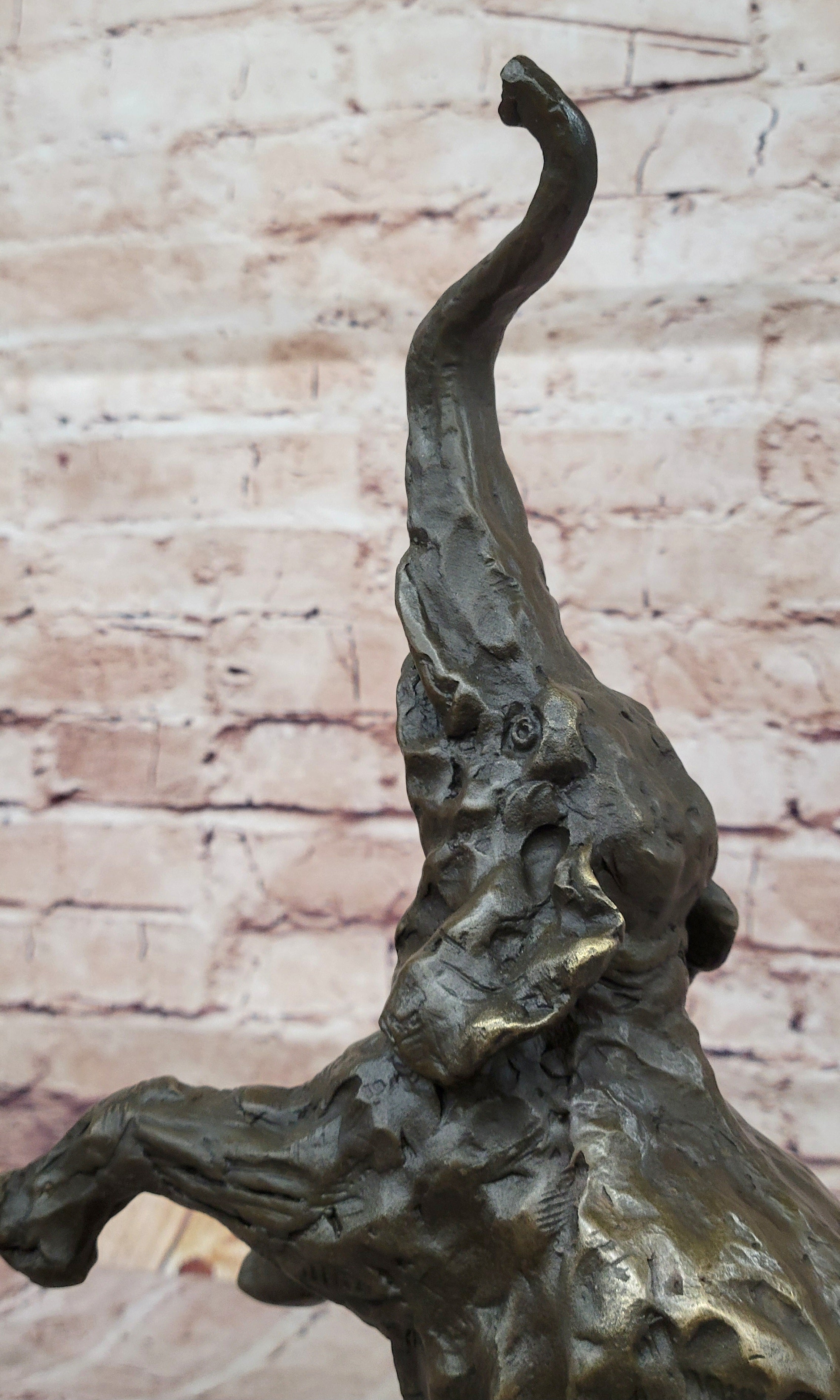 Majestic Rearing Elephant Bronze – Wildlife Sculpture on Marble