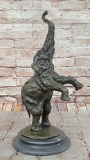 Majestic Rearing Elephant Bronze – Wildlife Sculpture on Marble