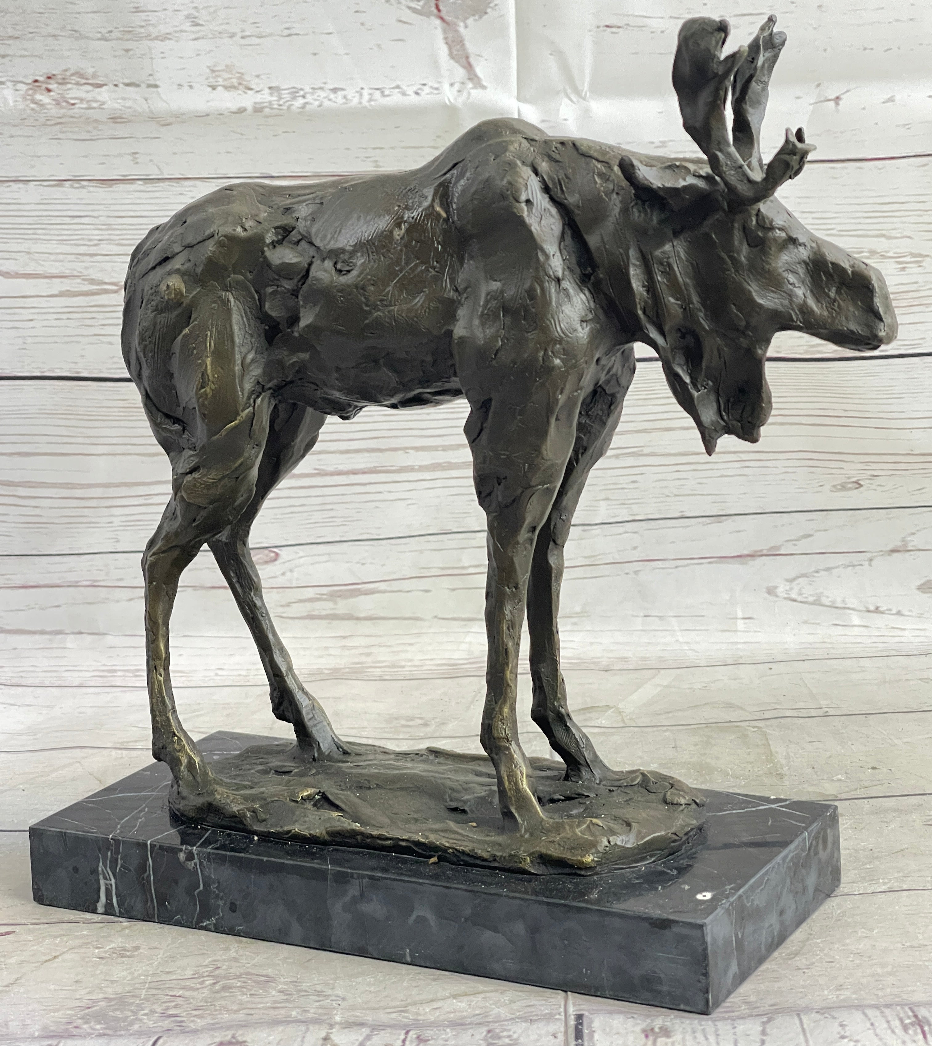 Milo Moose Bronze Sculpture on Marble Base