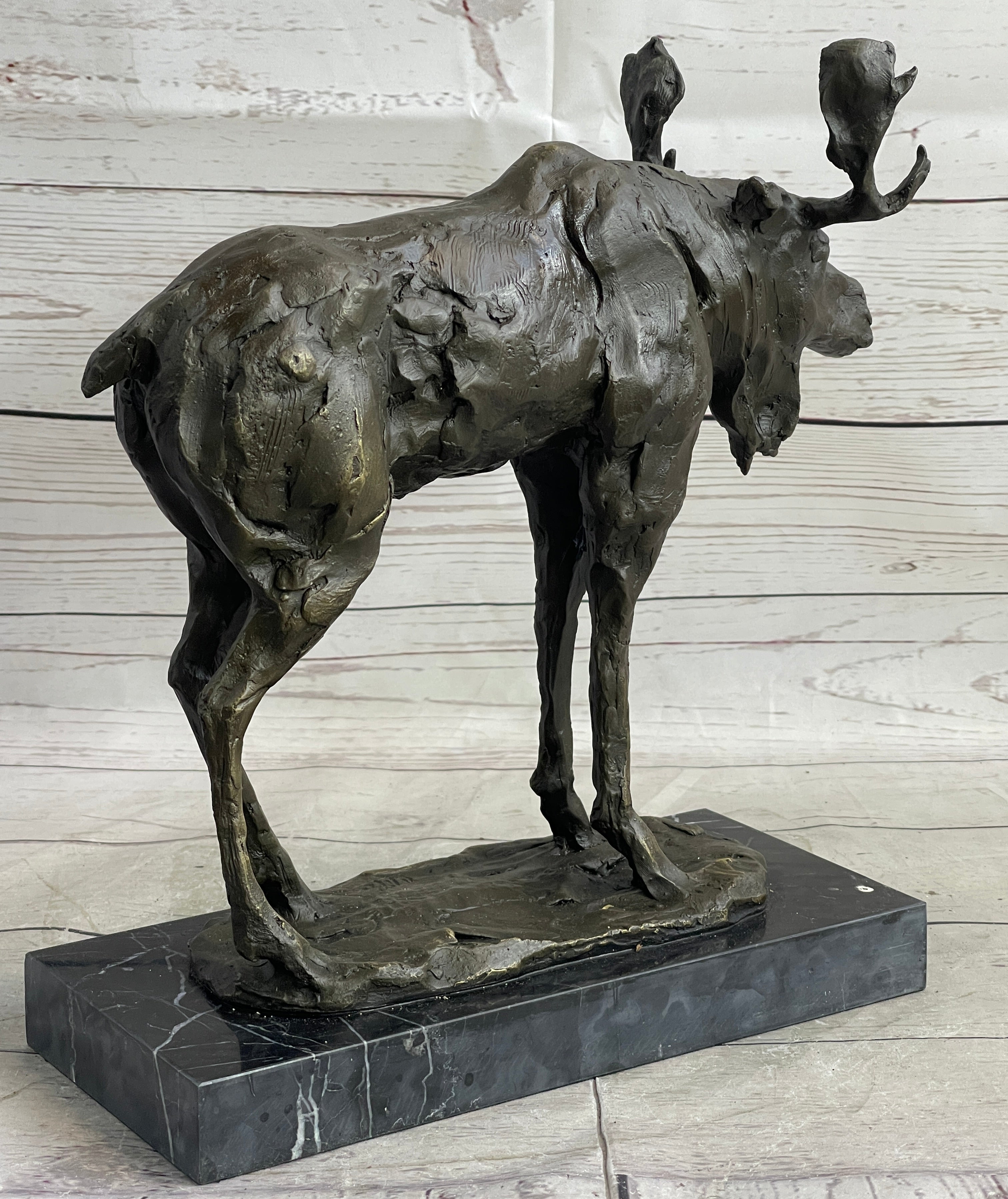 Milo Moose Bronze Sculpture on Marble Base