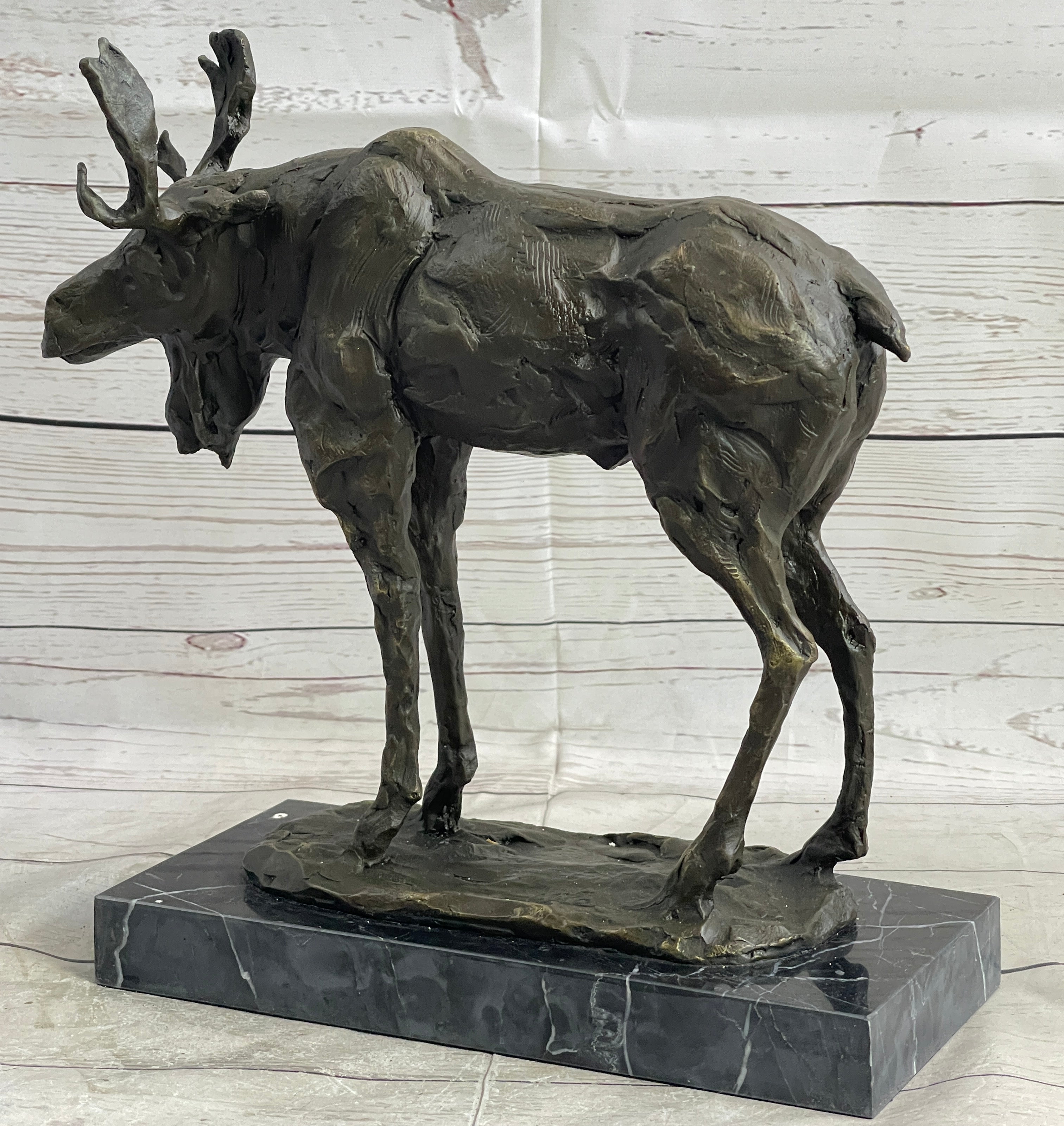 Milo Moose Bronze Sculpture on Marble Base