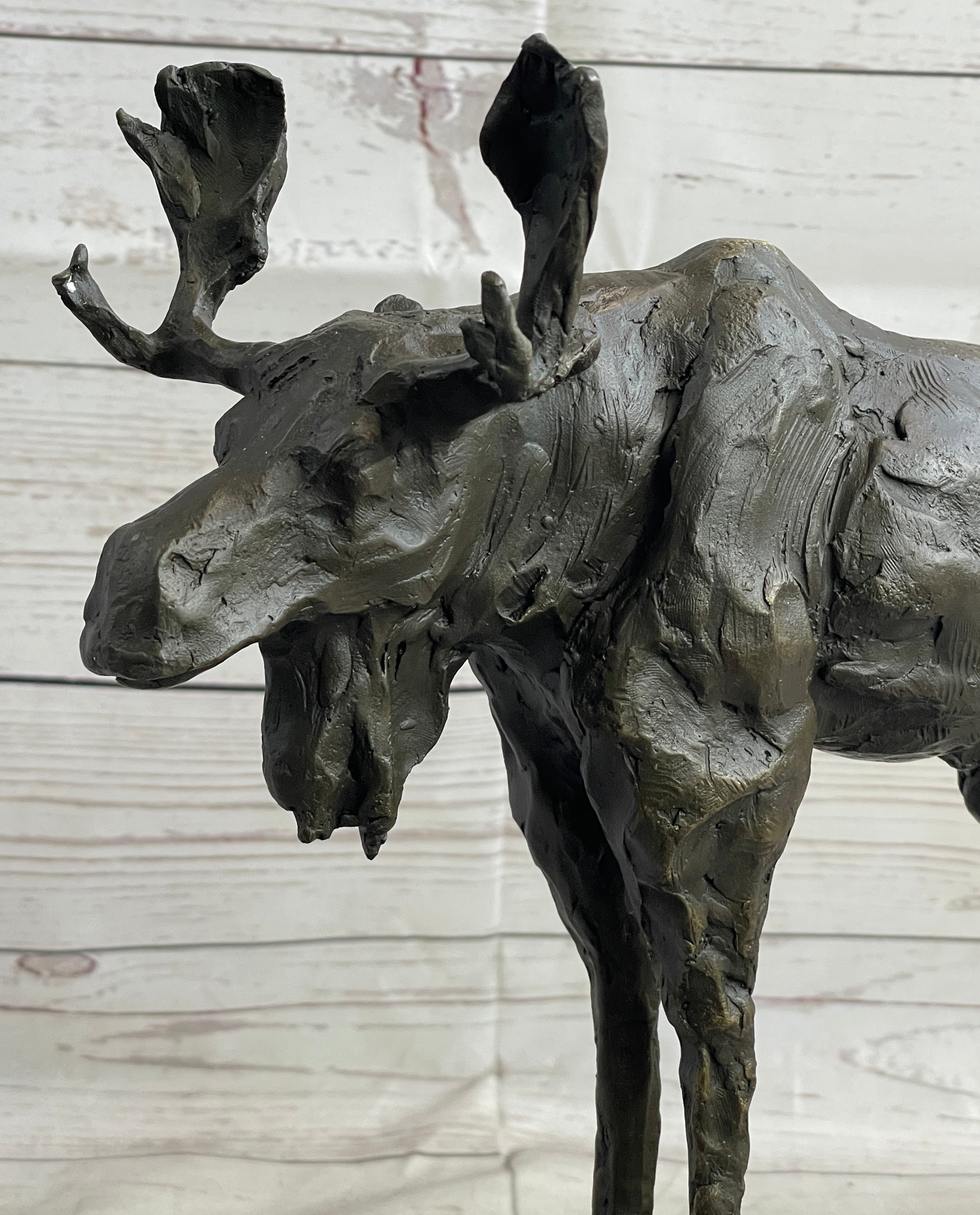 Milo Moose Bronze Sculpture on Marble Base