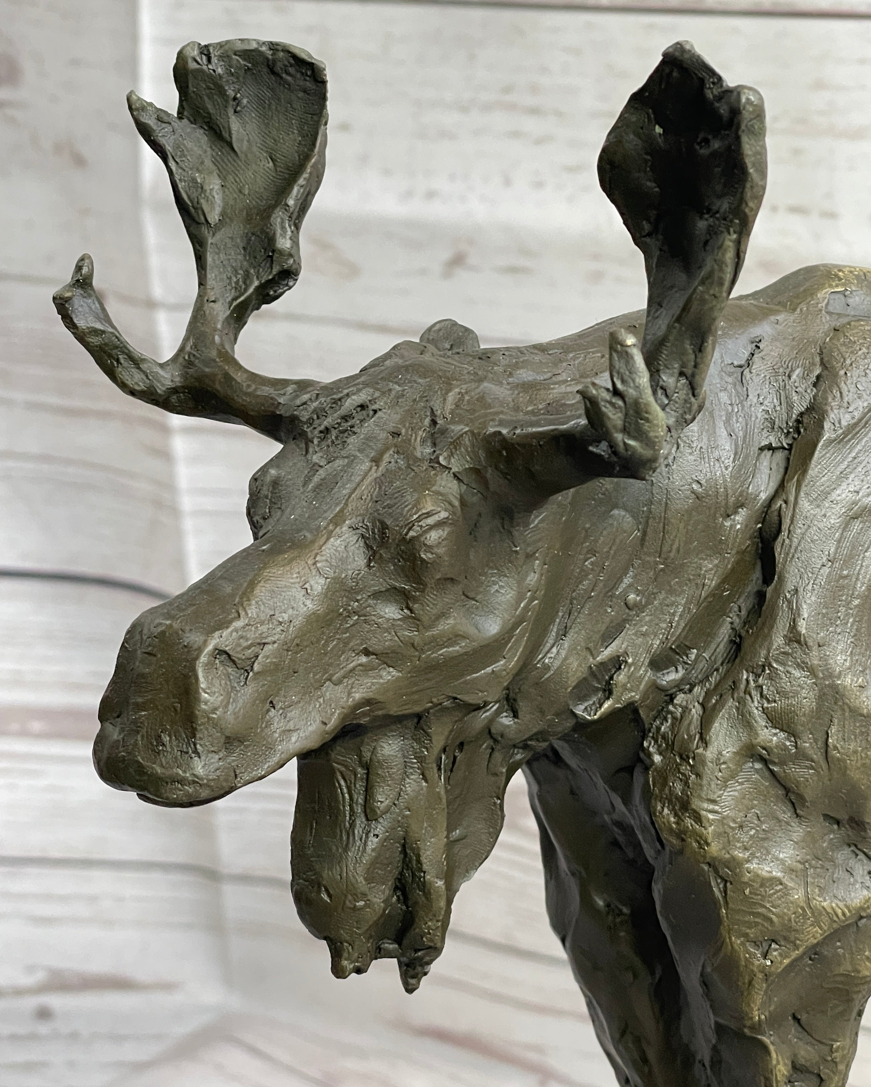 Milo Moose Bronze Sculpture on Marble Base