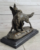 Emile Truffot Poacher Fox & Pheasant Bronze 10" x 3"