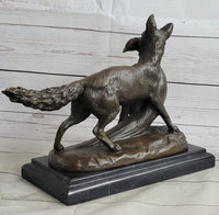 Emile Truffot Poacher Fox & Pheasant Bronze 10" x 3"