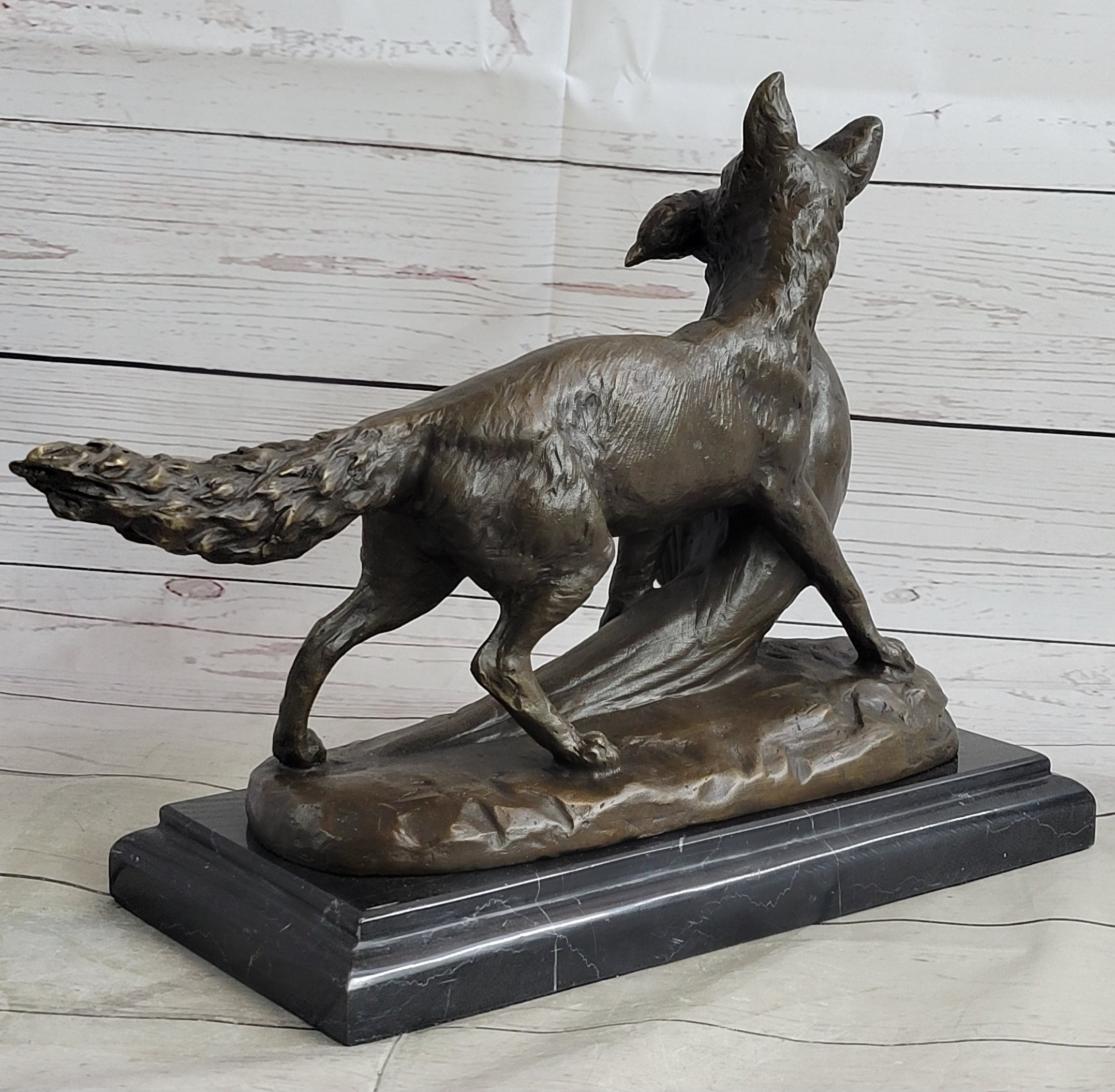 Emile Truffot Poacher Fox & Pheasant Bronze 10" x 3"
