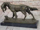 Hot Cast Bronze Golden Retriever Hunting Dog w/ Quail Sculpture