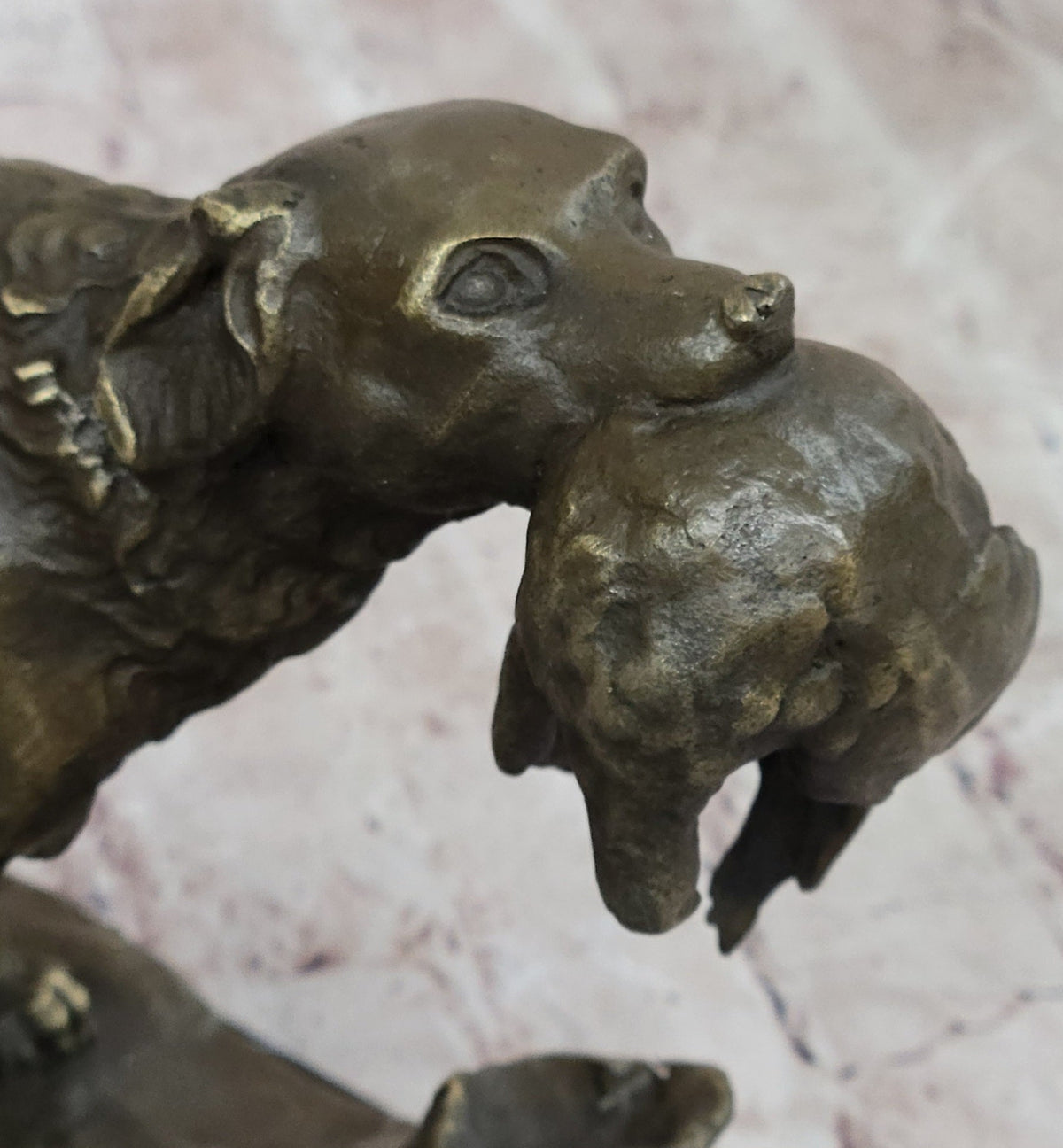 Hot Cast Bronze Golden Retriever Hunting Dog w/ Quail Sculpture