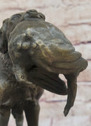 Hot Cast Bronze Golden Retriever Hunting Dog w/ Quail Sculpture