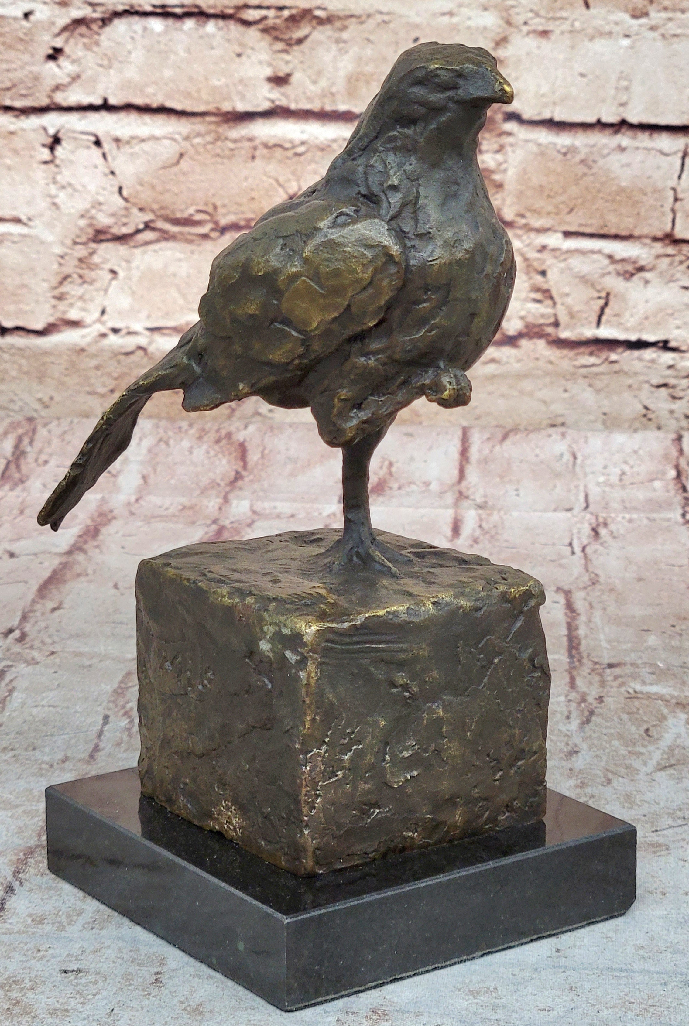 Bronze Metal Bird Sculpture Crude Style Original Art