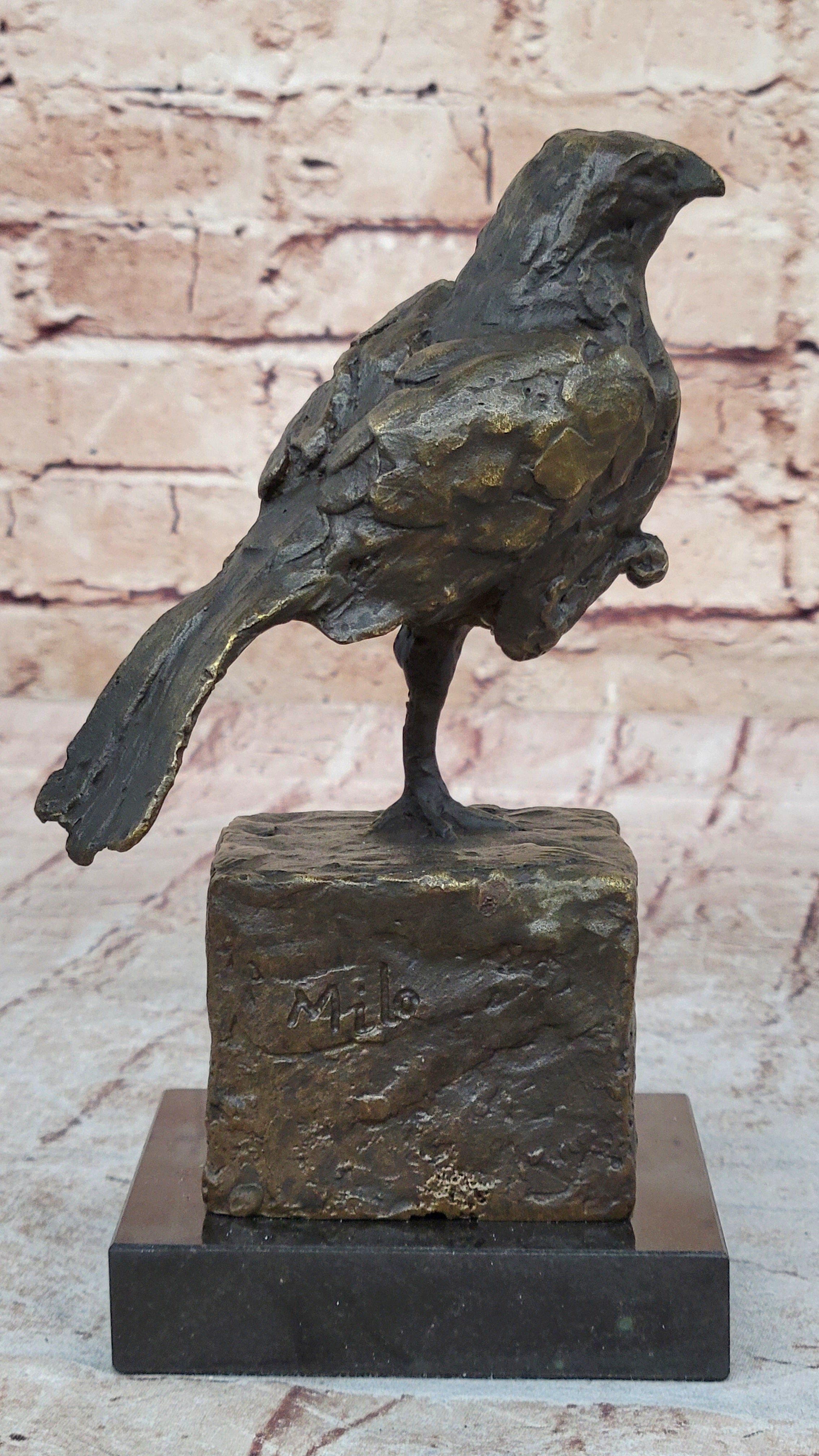 Bronze Metal Bird Sculpture Crude Style Original Art