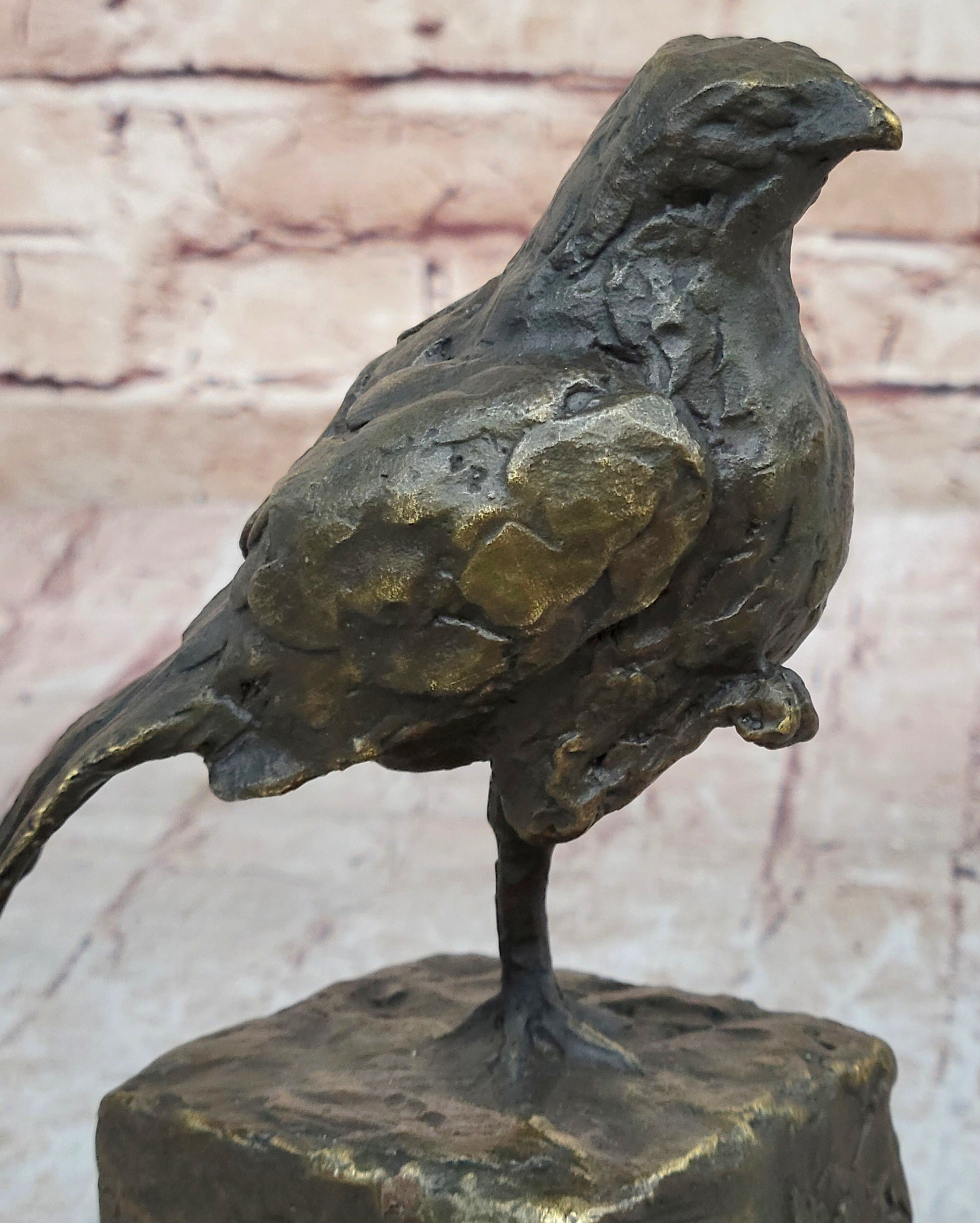 Bronze Metal Bird Sculpture Crude Style Original Art
