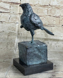 Hot Cast Bronze Green Patina Bird Figure on Marble Base