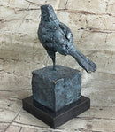 Hot Cast Bronze Green Patina Bird Figure on Marble Base