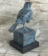 Hot Cast Bronze Green Patina Bird Figure on Marble Base