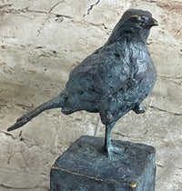 Hot Cast Bronze Green Patina Bird Figure on Marble Base