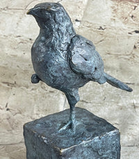 Hot Cast Bronze Green Patina Bird Figure on Marble Base